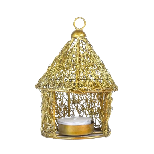 IRON HURT HANGING T-LIGHT HOLDER (GOLD)